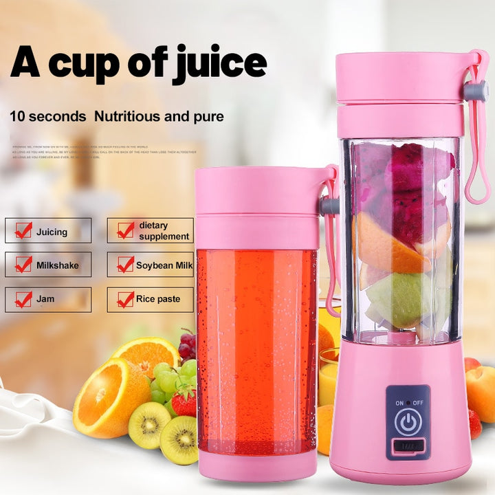 Pink Portable Electric Juicer
