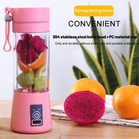 Pink Portable Electric Juicer